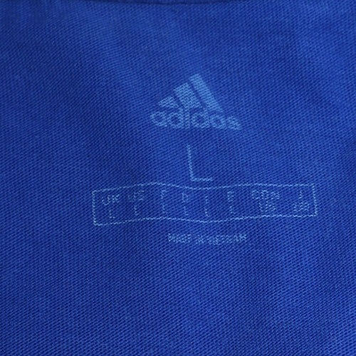 Adidas Men's Blue Colourblock Logo Sports T-Shirt Size L