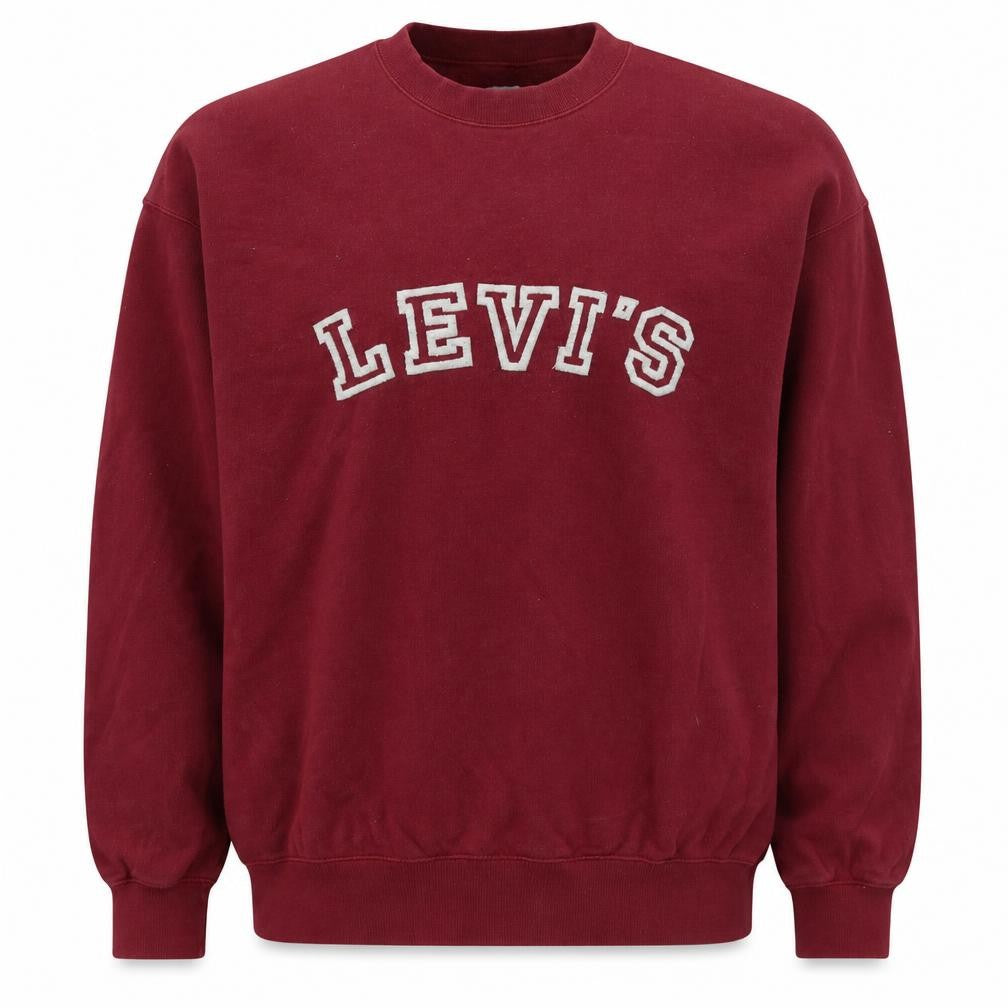 Front view of Levi's Men's Red XL Crew Neck Logo Pullover Sweatshirt