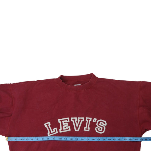 Levi's Men's Red XL Crew Neck Logo Pullover Sweatshirt