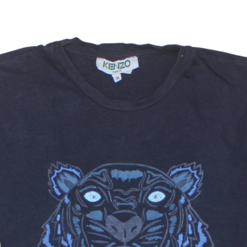 Kenzo Men Black Embroidered Tiger Logo T-Shirt Size M