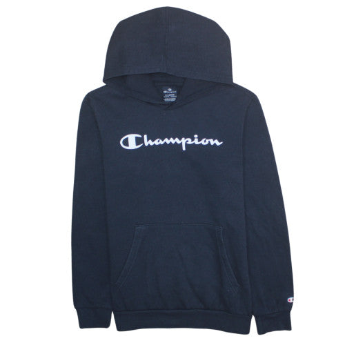 Champion Teens Black XL Pullover Hoodie with Logo Graphic Print