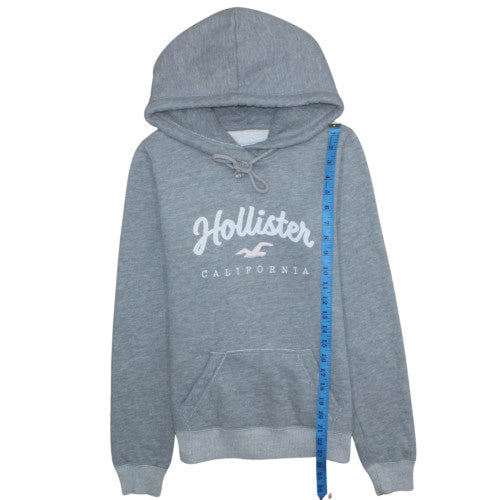 Hollister Womens Grey XS Pullover Hoodie with Logo Print