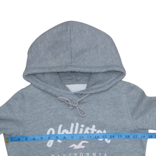 Hollister Womens Grey XS Pullover Hoodie with Logo Print
