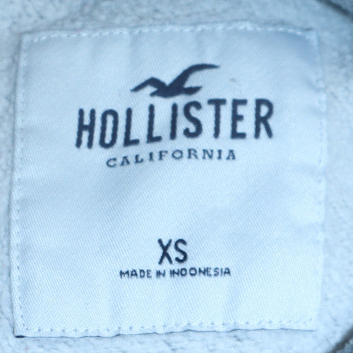 Hollister Womens Grey XS Pullover Hoodie with Logo Print