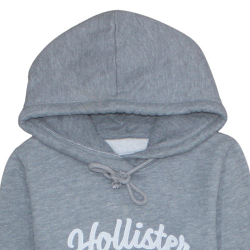 Hollister Womens Grey XS Pullover Hoodie with Logo Print