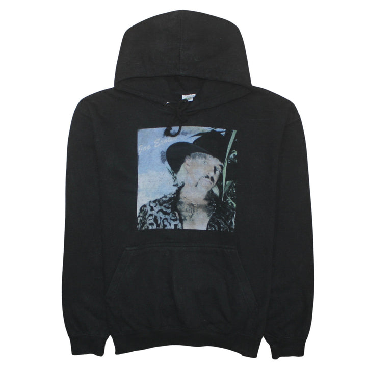 AWDis Mens Black Pullover Hoodie L Graphic Print Hooded Sweatshirt