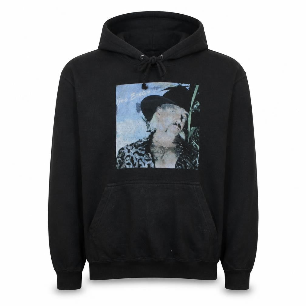 AWDis Mens Black Pullover Hoodie L Graphic Print Hooded Sweatshirt