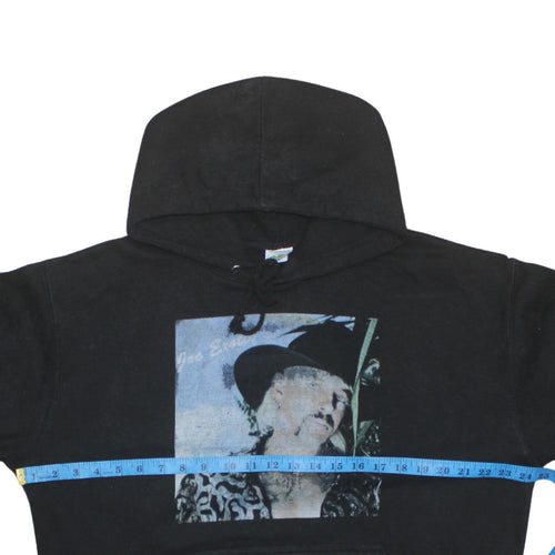 AWDis Mens Black Pullover Hoodie L Graphic Print Hooded Sweatshirt