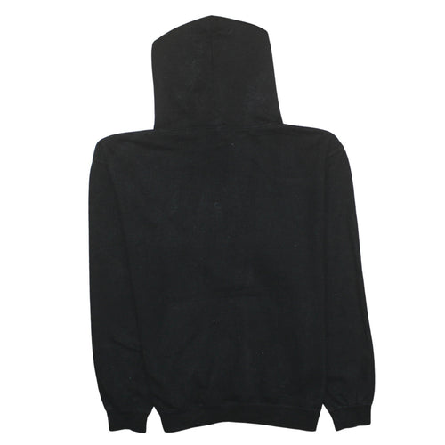 AWDis Mens Black Pullover Hoodie L Graphic Print Hooded Sweatshirt