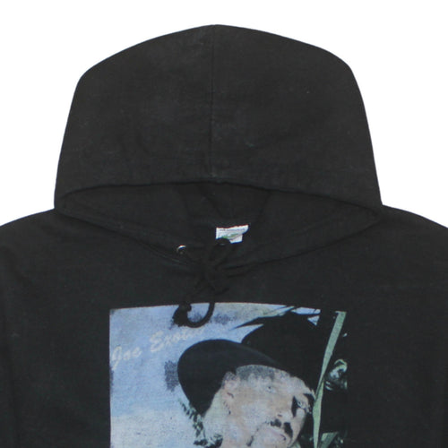 AWDis Mens Black Pullover Hoodie L Graphic Print Hooded Sweatshirt
