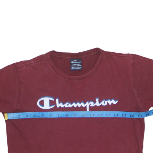Champion Men's Burgundy Crew Neck Short Sleeve Cotton T-Shirt XL