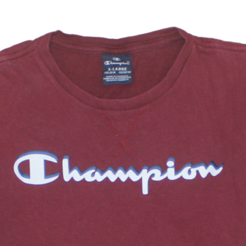 Champion Men's Burgundy Crew Neck Short Sleeve Cotton T-Shirt XL