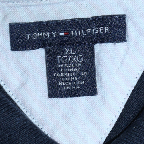 Tommy Hilfiger Men's Black XL Cotton Polo Shirt Classic Logo