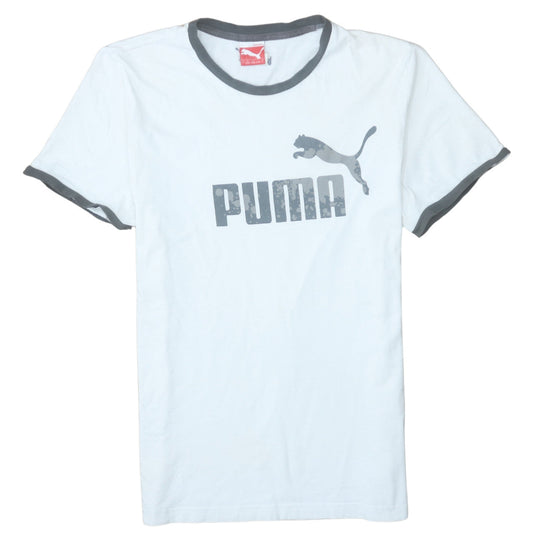 Puma Men's White Graphic Logo Short Sleeve Cotton T-Shirt Size L