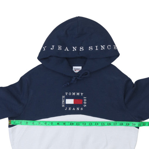 Tommy Jeans Womens Navy White XS Colourblock Pullover Hoodie