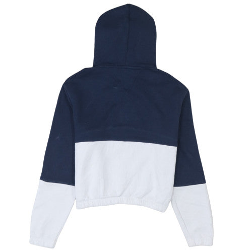 Tommy Jeans Womens Navy White XS Colourblock Pullover Hoodie