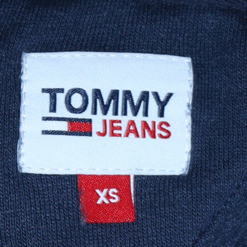 Tommy Jeans Womens Navy White XS Colourblock Pullover Hoodie