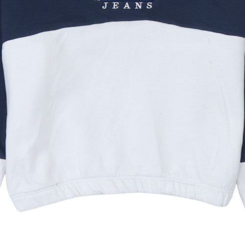 Tommy Jeans Womens Navy White XS Colourblock Pullover Hoodie
