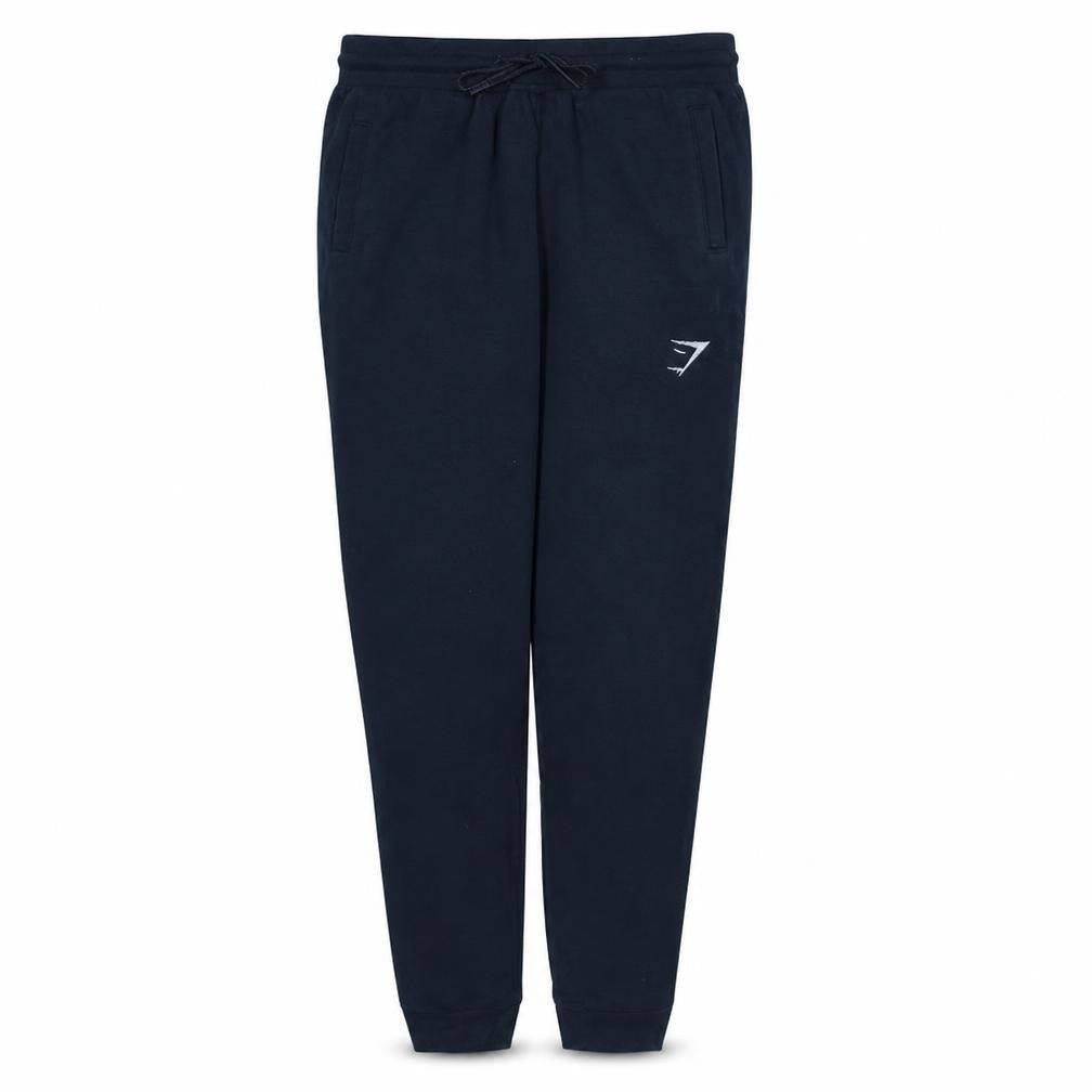 Front view of Gymshark Women's Navy Jogger Sweatpants S Drawstring Elastic Waist