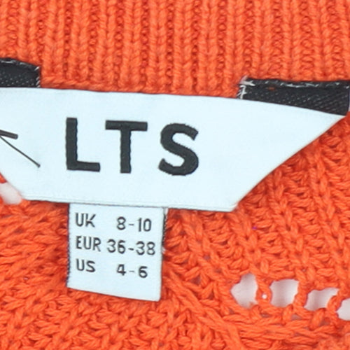LTS Women’s Orange Open Knit Crew Neck Jumper Size 8-10