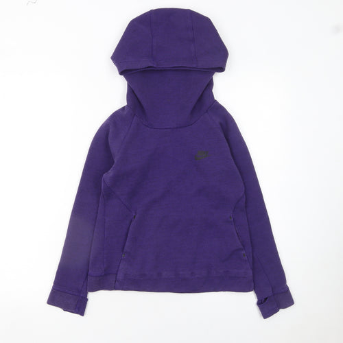 Nike Boys Purple Pullover Hoodie 10-12 Years Fleece Cotton Blend
