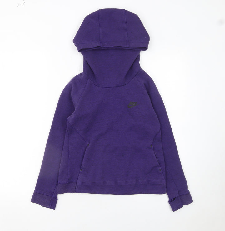 Nike Boys Purple Pullover Hoodie 10-12 Years Fleece Cotton Blend
