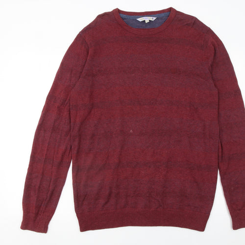 Climb High Dig Deep Ski Steep Men’s Red Wool Cotton Crew Neck Jumper L