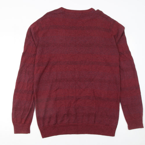 Climb High Dig Deep Ski Steep Men’s Red Wool Cotton Crew Neck Jumper L
