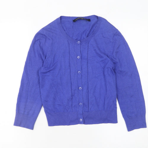 French Connection Women's Blue Cardigan XS Crew Neck Knit