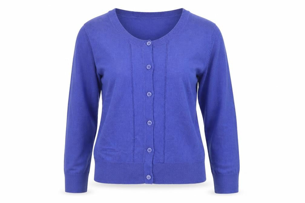 Front view of French Connection Women's Blue Cardigan XS Crew Neck Knit
