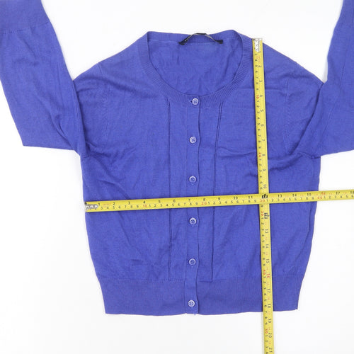 French Connection Women's Blue Cardigan XS Crew Neck Knit