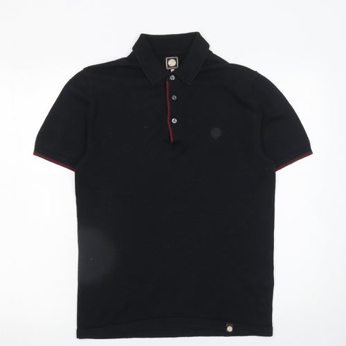 Pretty Green Men's Black XS Cotton Polo Shirt Short Sleeve Classic Fit