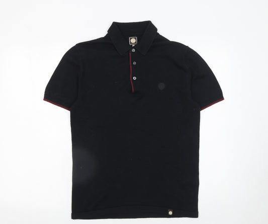 Pretty Green Men's Black XS Cotton Polo Shirt Short Sleeve Classic Fit