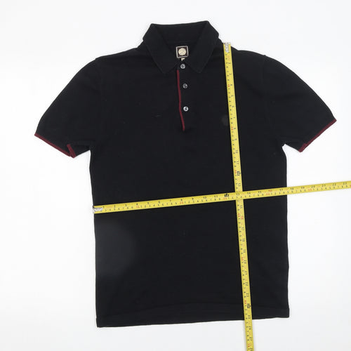 Pretty Green Men's Black XS Cotton Polo Shirt Short Sleeve Classic Fit