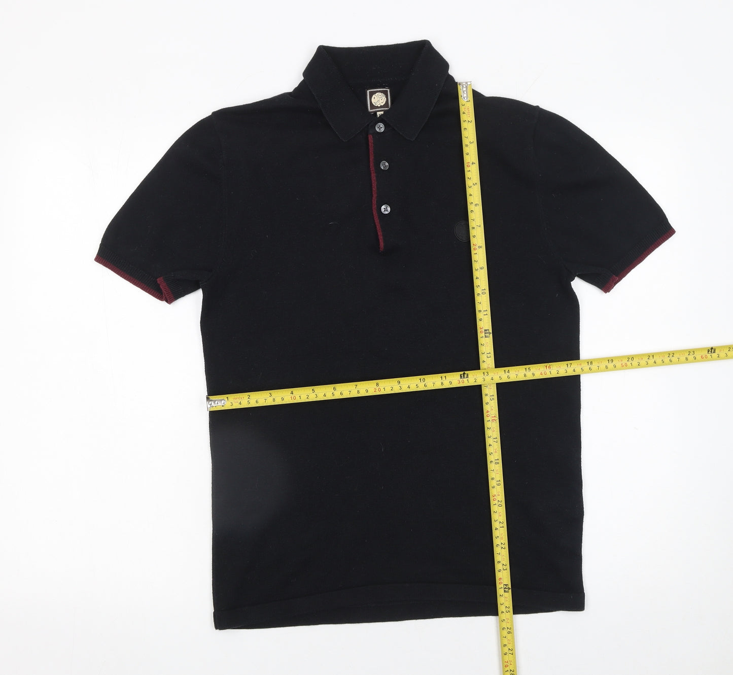 Pretty Green Men's Black XS Cotton Polo Shirt Short Sleeve Classic Fit