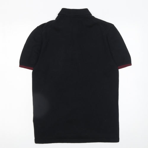 Pretty Green Men's Black XS Cotton Polo Shirt Short Sleeve Classic Fit