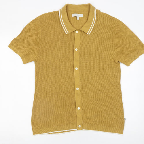 Standard Cloth Men's Yellow Cotton Knit Button-Up Shirt M