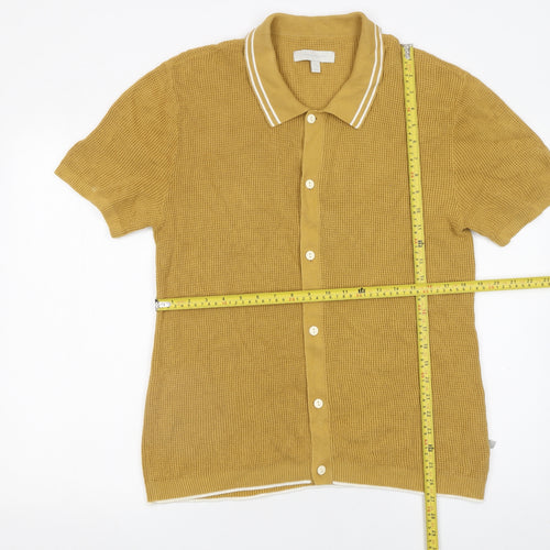 Standard Cloth Men's Yellow Cotton Knit Button-Up Shirt M
