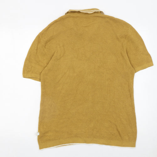 Standard Cloth Men's Yellow Cotton Knit Button-Up Shirt M