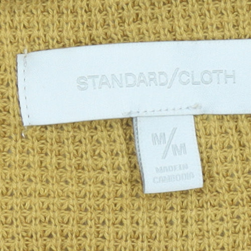 Standard Cloth Men's Yellow Cotton Knit Button-Up Shirt M