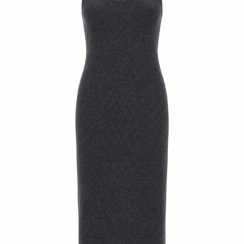 nu-in Women's Grey Ribbed Knit Sleeveless Bodycon Midi Dress XS