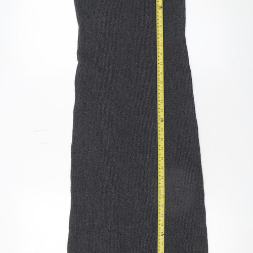 nu-in Women's Grey Ribbed Knit Sleeveless Bodycon Midi Dress XS