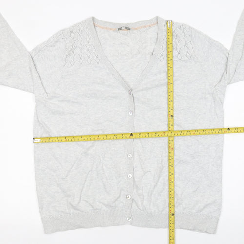 RJR John Rocha Women's Grey Cotton Button Front V-Neck Cardigan Size 22