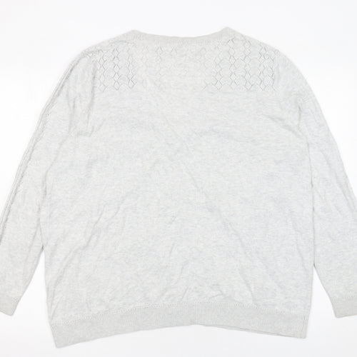 RJR John Rocha Women's Grey Cotton Button Front V-Neck Cardigan Size 22