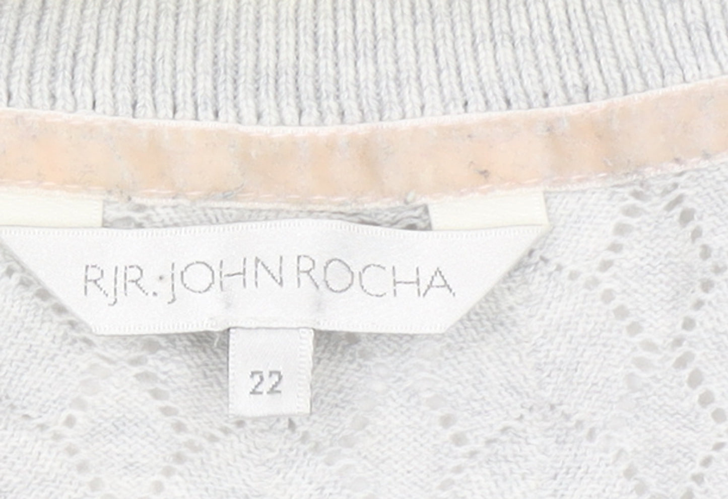 RJR John Rocha Women's Grey Cotton Button Front V-Neck Cardigan Size 22