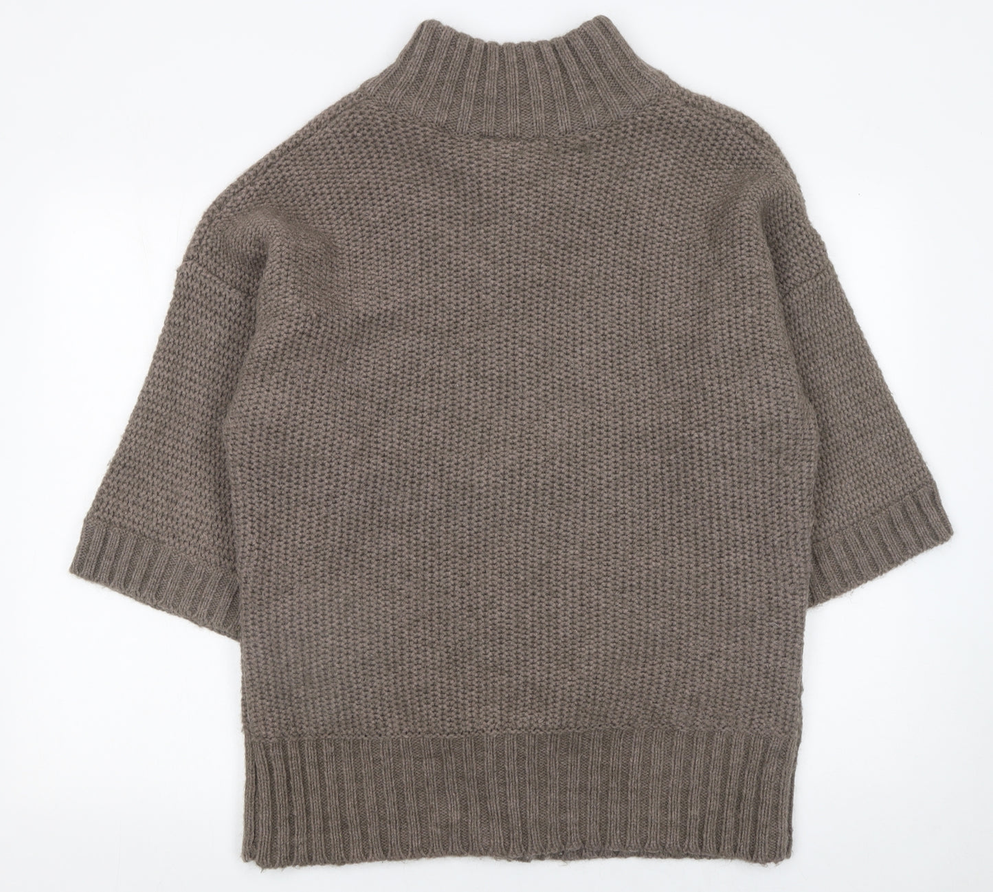 Warehouse Women Brown Chunky Knit High Neck Cardigan Size 16