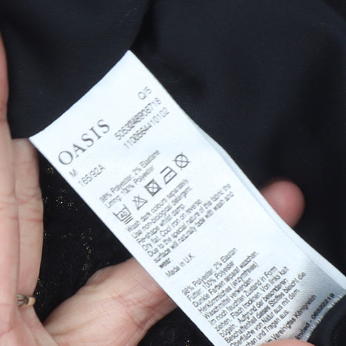 Oasis Women’s Black Sequin Short Sleeve Shift Dress Size 10