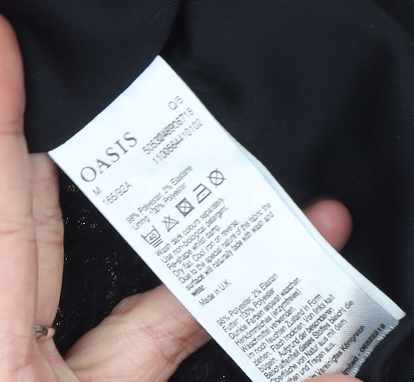 Oasis Women’s Black Sequin Short Sleeve Shift Dress Size 10