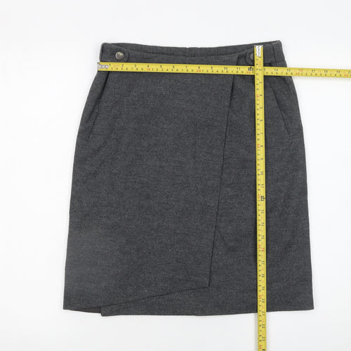 Nicola Farhi Womens Grey Wool Wrap Knee Length Skirt UK 8