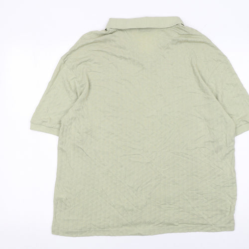 Zara Womens Green Lyocell Cotton Polo Shirt Size L Short Sleeve